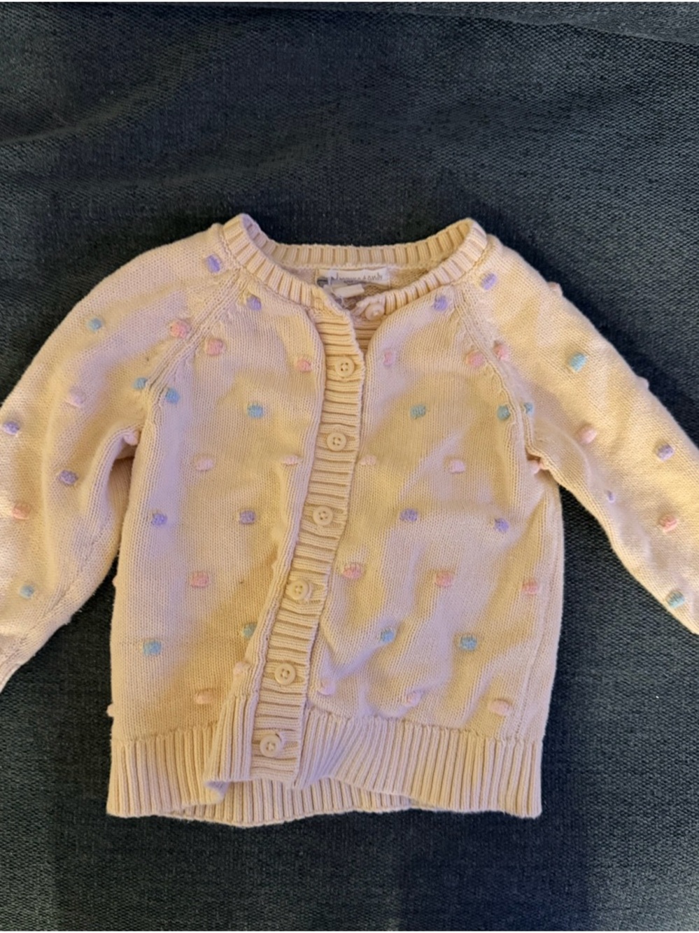 Monica and Andy Cardigan with Pom Dot Accents